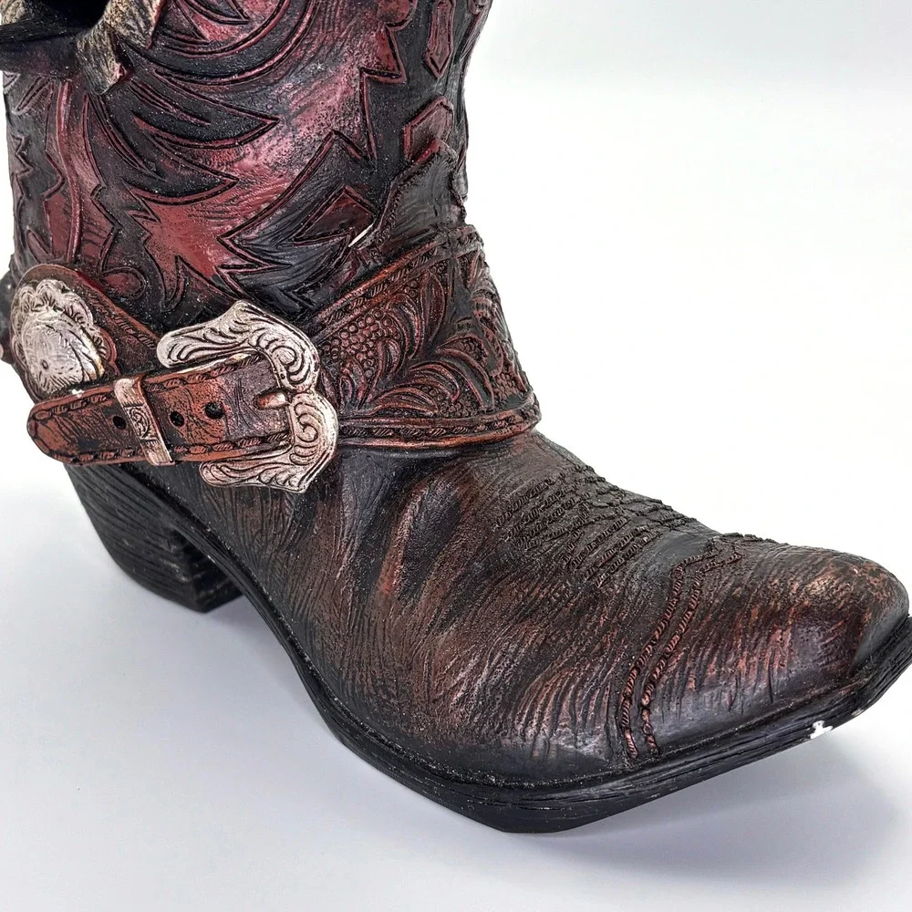Western Cowboy Boot Birdhouse Resin Hanging Rustic Outdoor Garden Decor Hat Spur